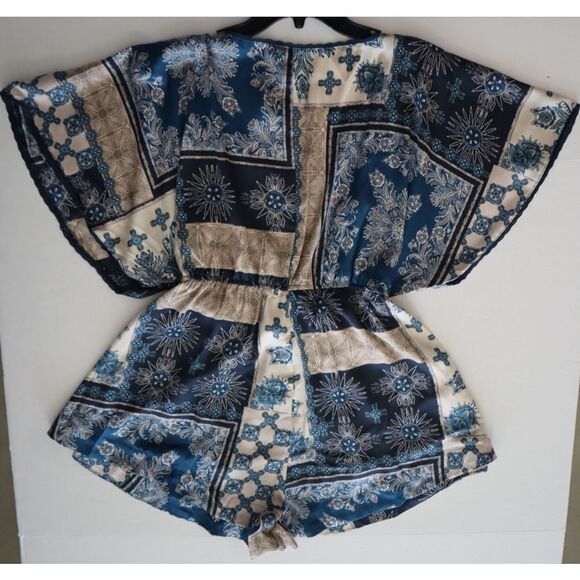 Intimately Free People OB1963838 Women Sz S Indigo/Blue Combo Oasis Wrap Romper - Picture 12 of 13